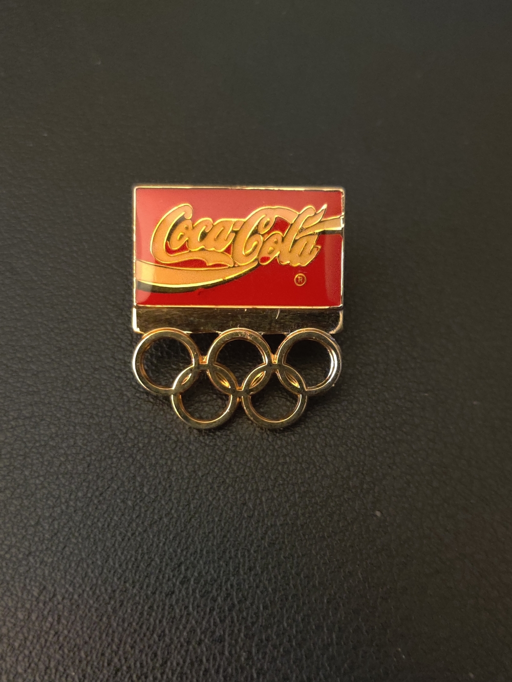 Vintage Coca-Cola Olympic Rings  & Coca Cola Texas Red and Goldtone Enamel Pins